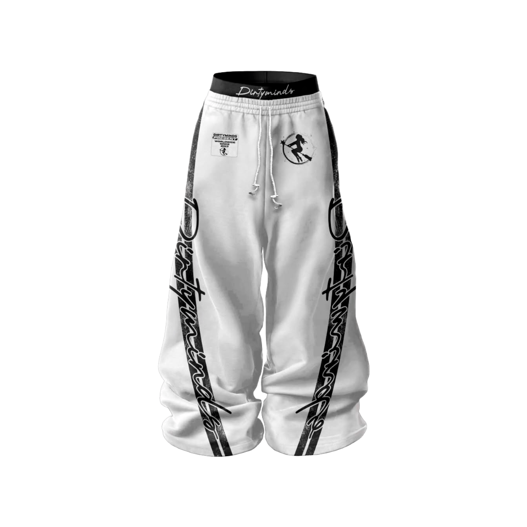 DirtyMinds “White Wave” Wide-Leg Pants