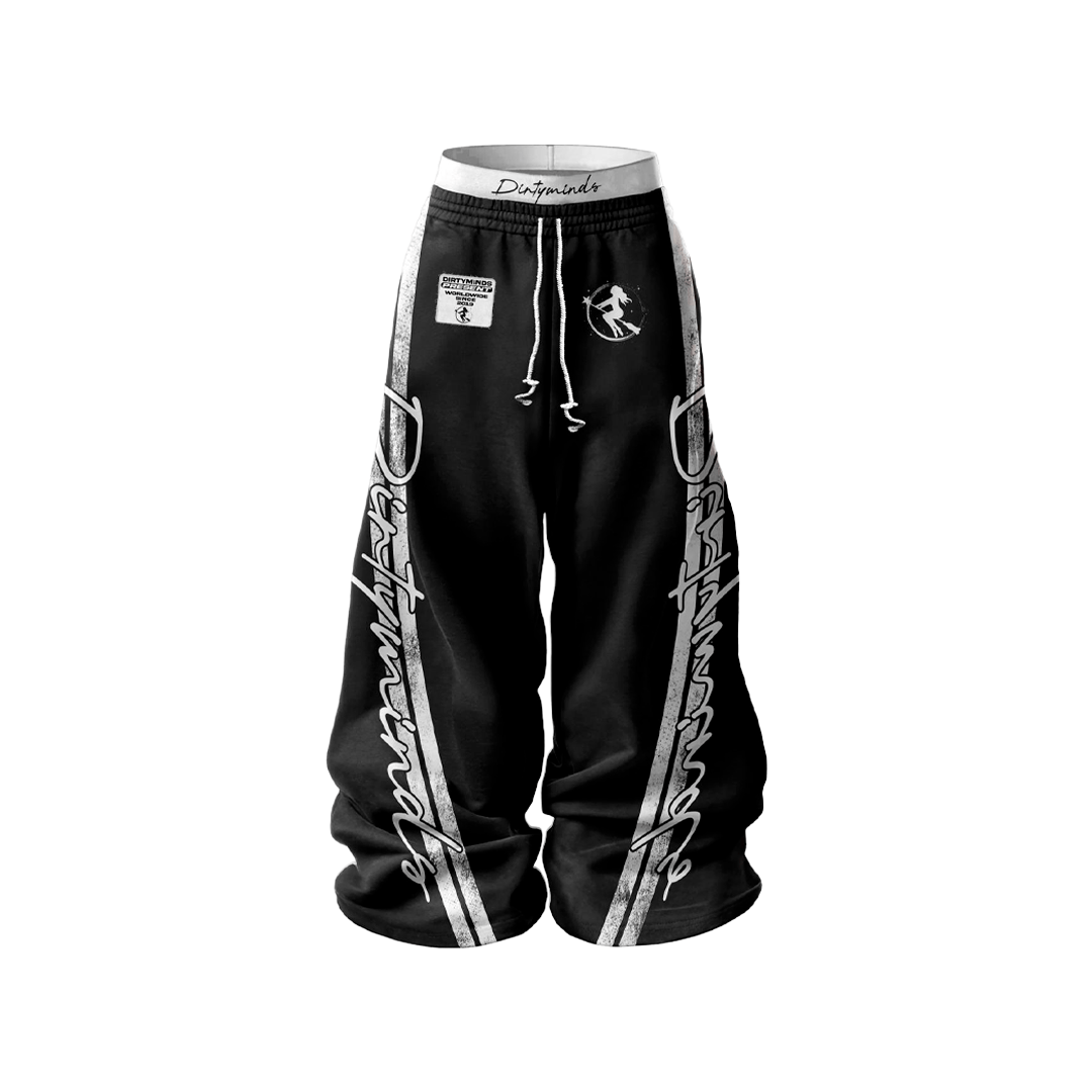 DirtyMinds “Black Wave” Wide-Leg Pants